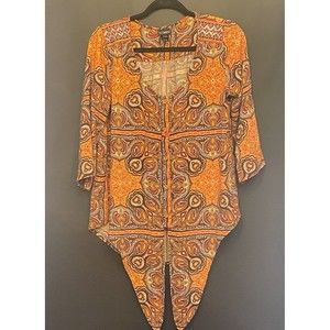 Daytrip Buckle Button Up Top Women’s L Large Retro  Boho Orange   S886182M A83